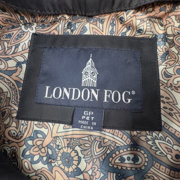 London Fog Black Classic Timeless Rain Lightweight Trench Coat Women's Size 6P - Picture 7 of 9